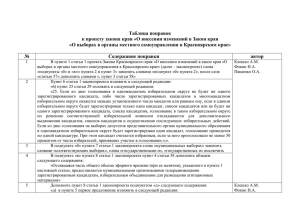 Таблица поправок «О выборах в органы местного самоуправления в Красноярском крае»