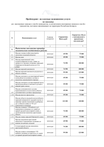 Прейскурант на платные медицинские услуги по массажу для