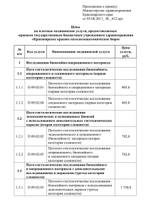 Приложение к приказу Министерства здравоохранения Красноярского края от 05.08.2011_ № _412-орг