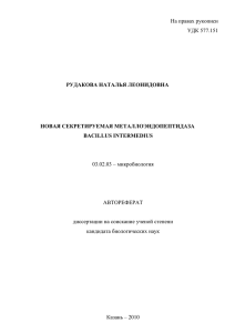 На правах рукописи УДК 577.151 РУДАКОВА НАТАЛЬЯ