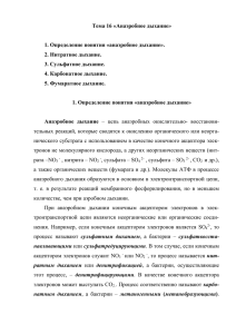 Тема 16 «Анаэробное дыхание» 1. Определение понятия