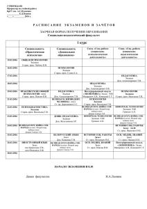 Расписание зачетов и экзаменов для студентов заочной формы