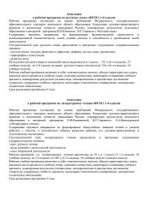 Аннотация к рабочей программе по русскому языку (ФГОС) 1-4 классов