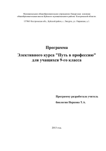 Элективный курс "Профессиональное самоопределение" для