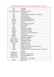 Тривиальные названия некоторых неорганических и веществ