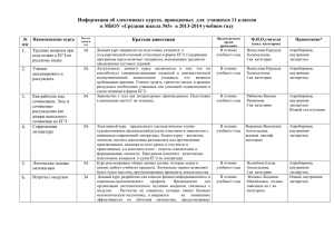 Элективные курсы 11 класс 2013-2014 учебный год