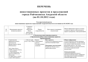 Реестр инвестиционных проектов