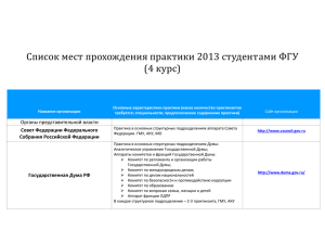 Список мест прохождения практики 2013 студентов ФГУ