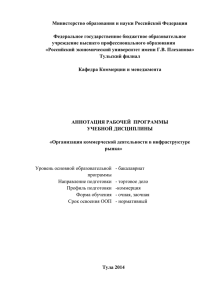 Организация коммерческой деятельности в инфраструктуре рынка