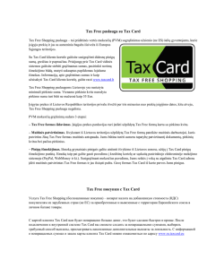 Tax Free paslauga su Tax Card Tax Free Shopping paslauga – tai