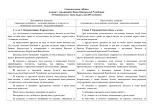 Сравнительная таблица к проекту дополнений в Закон Кыргызской Республики