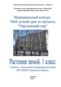 Управление образования администрации г. Коврова  Муниципальное общеобразовательное учреждение