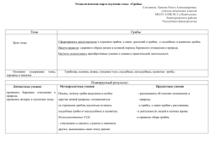 Технологическая карта изучения темы «Грибы»