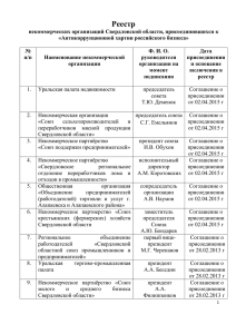 РЕЕСТР некоммерческих организаций Свердловской области