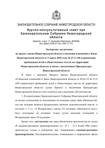 Экспертное заключение на проект закона Нижегородской