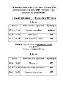 Расписание занятий студентов отделения ЗДО