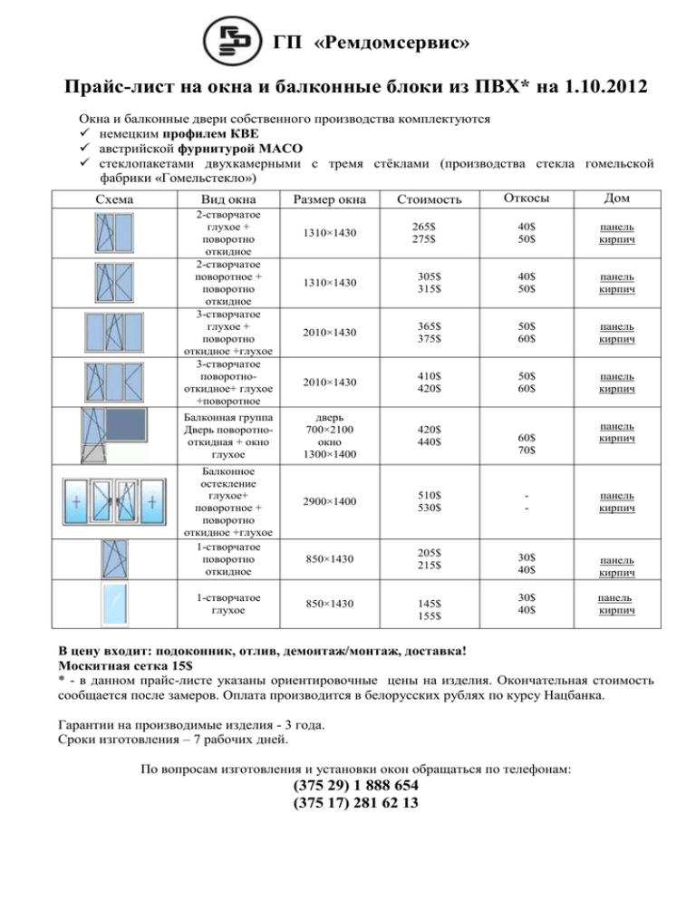 Коммерческое предложение по окнам пвх образец