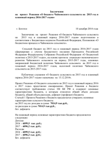 О бюджете Чайковского сельсовета на 2015 год и плановый