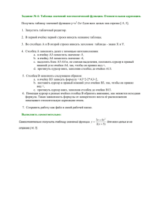 Задание № 4: Таблица значений математической функции
