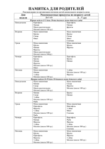 Рекомендации по организации питания детей дошкольного
