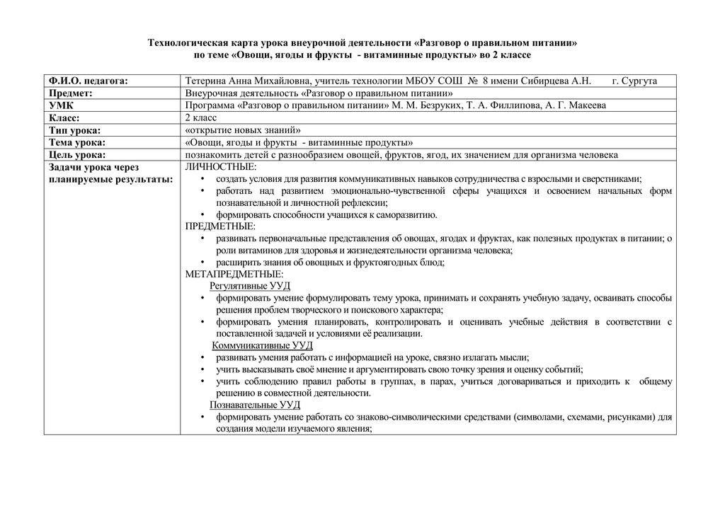 Технологическая карта урока по технологии 3 класс