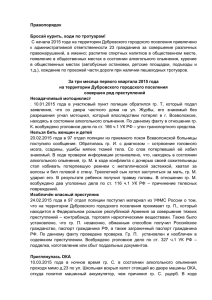 Отчёт об обеспечении правопорядка на территории Дубровского