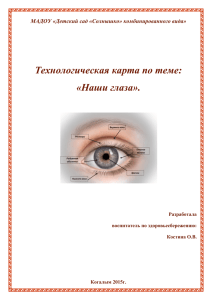 Технологическая карта по теме: "Наши глаза".