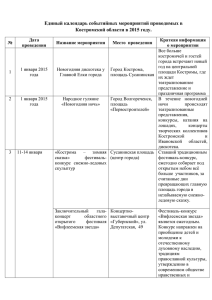 Единый календарь событийных мероприятий проводимых в