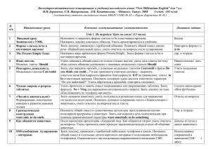 Календарно-тематическое планирование к учебнику английского языка “New Millennium English” для... Unit 1. Не теряйся! Будь на связи! (13 часов)