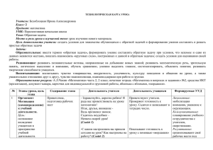 технологическая карта урока Учитель: Белоблоцкая Ирина