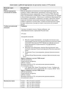Аннотация к рабочей программе по русскому языку в 5