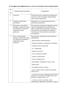 Классификатор информации, не соответствующей задачам