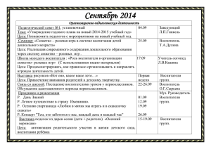 Сентябрь 2014 Организационно-педагогическая деятельность