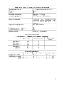 рабочая программа учебного предмета