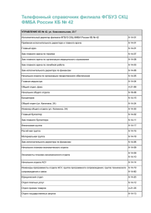 Телефонный справочник филиала ФГБУЗ СКЦ ФМБА России КБ