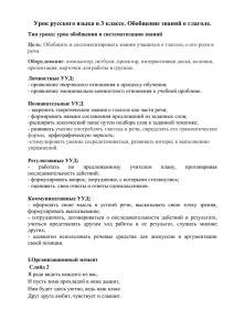 Урок русского языка в 3 классе. Обобщение знаний о глаголе.
