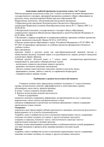 Аннотация к рабочей программе по русскому языку для 7 класса
