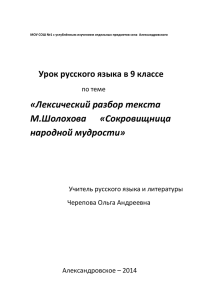 Лексический разбор текста М.Шолохова