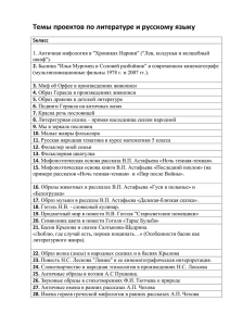 Темы проектов по литературе и русскому языку