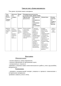 Урок по теме: «Длина окружности». Тип урока: изучение нового материала.