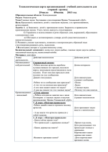 Технологическая карта организованной  учебной деятельности для старшей  группы.