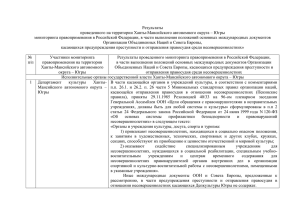 Результаты проведенного на территории Ханты-Мансийского автономного округа – Югры