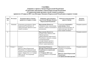 ТАБЛИЦА поправок к проекту Закона Кыргызской Республики