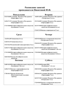 Расписание занятий преподавателя Никитиной Ю.В. на 2011