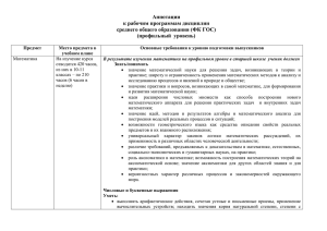 Аннотация рабочих программ среднего общего образования