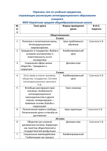 4.Перечень тем по учебным предметам,отражающие