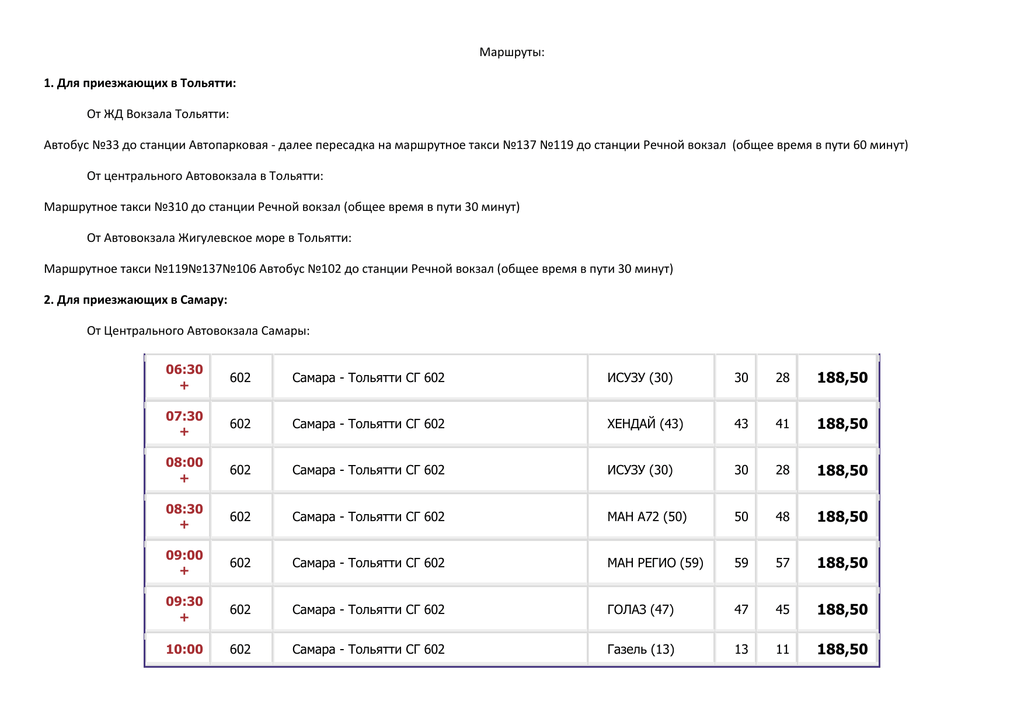 Расписание автобусов 137