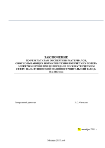Экспертиза расчетов норматива потерь электроэнергии.
