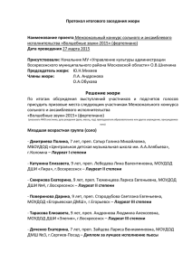 Протокол итогового заседания жюри  Наименование проекта Дата проведения