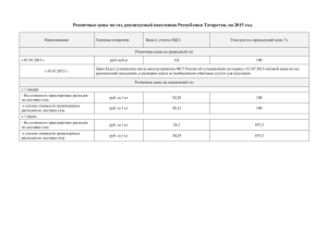 Розничные цены на газ, реализуемый населению Республики Татарстан, на 2015...